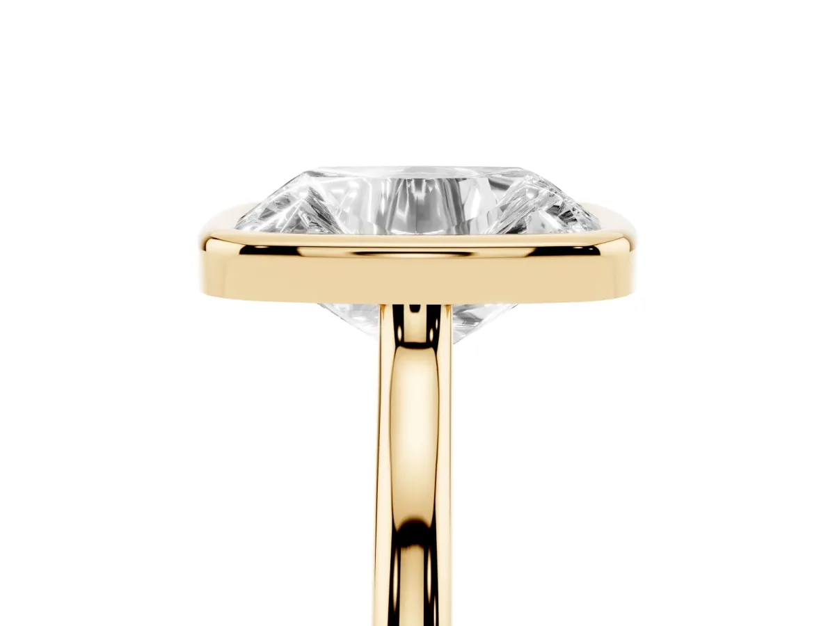 Old Mine Elongated Cushion Diamond Bezel Set Ring Yellow gold