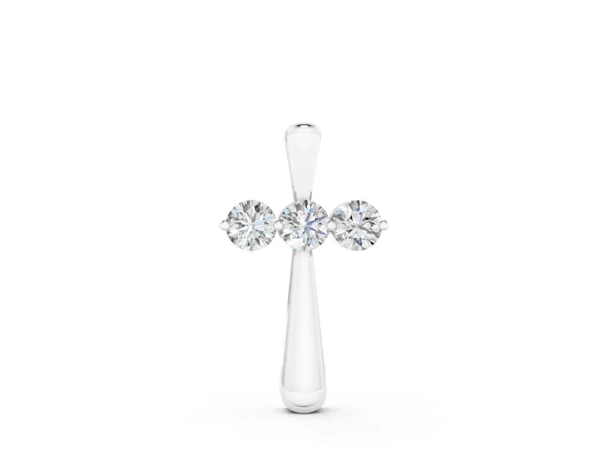 Round Brilliant Three-Stone Prong Set Pendant White gold