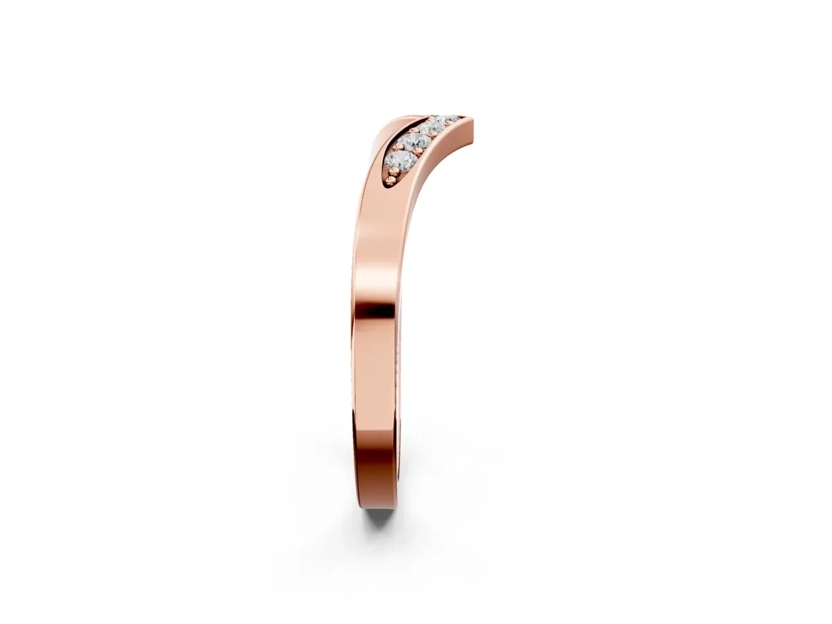 Chevron Pavé Round Diamond Twist Band Rose gold