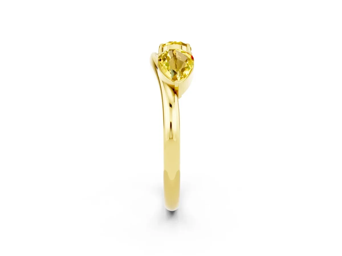Two-Stone Pear Yellow Sapphire Bypass Ring with Prong Setting Yellow gold