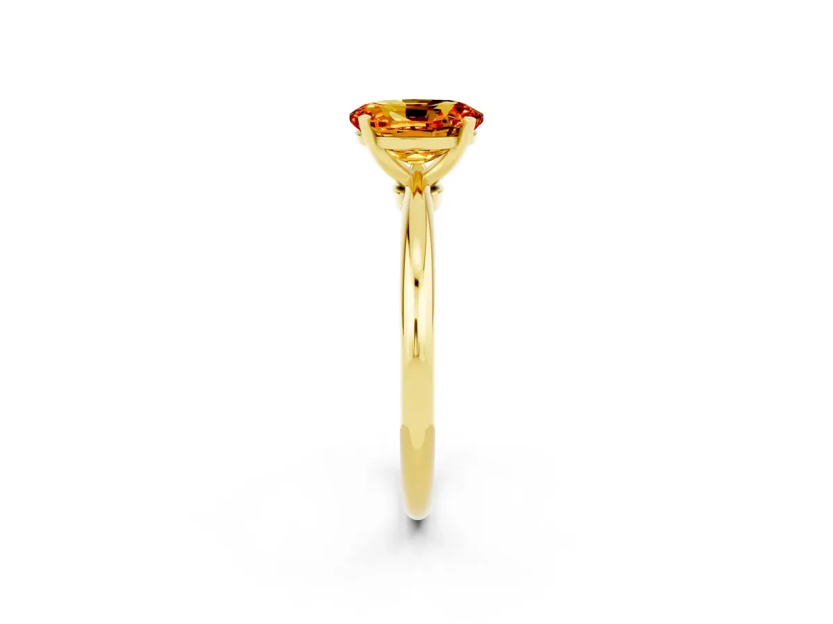 Oval Cut Citrine Solitaire Ring with Six-Prong Setting and Classic Band Yellow gold
