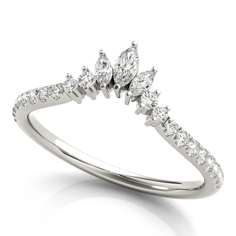 Marquise Cluster Diamond Pavé Band with Prong Setting Silver