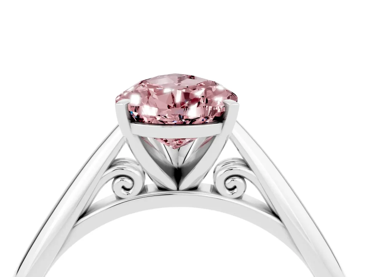 Pear Cut Morganite Solitaire Engagement Ring with Cathedral Setting and Four-Prong Mount White gold