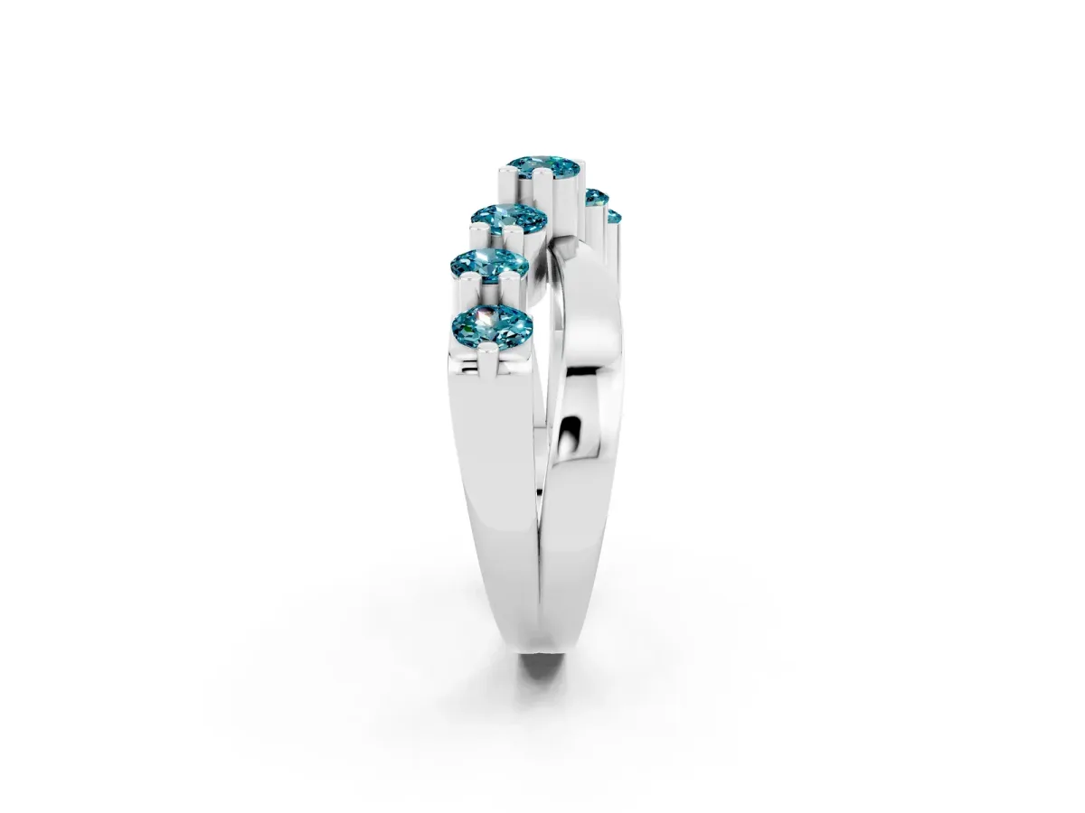 Round Blue Topaz Prong-Set Crossover Band Silver