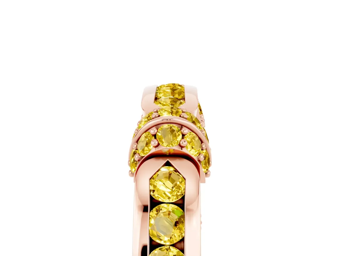 Pavé Round Yellow Sapphire Link Band with Bezel Setting Rose gold