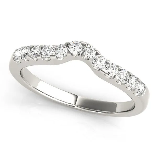 Curved Diamond Half Eternity Ring with Round Cut Stones and Shared Prong Setting Platinum