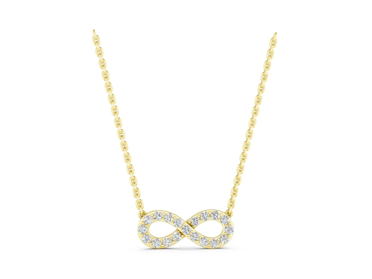 Infinity Pendant with Round Diamond Pavé Setting Yellow gold