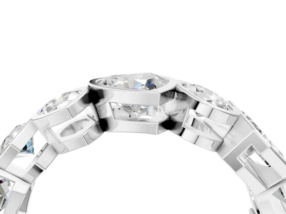 Mixed Shape Diamond Bezel Set Eternity Wedding Band White gold