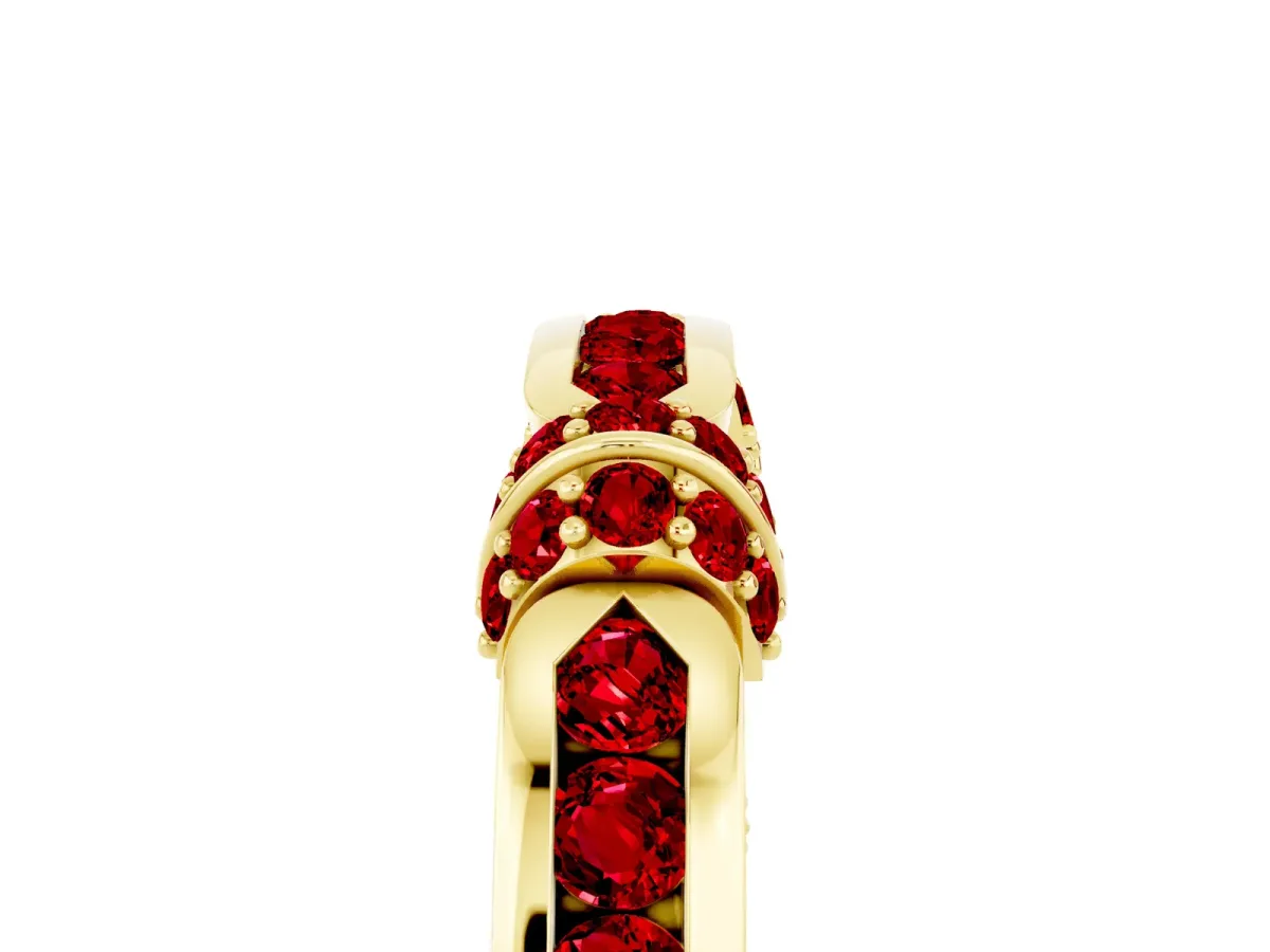 Pavé Round Ruby Link Band with Bezel Setting Yellow gold