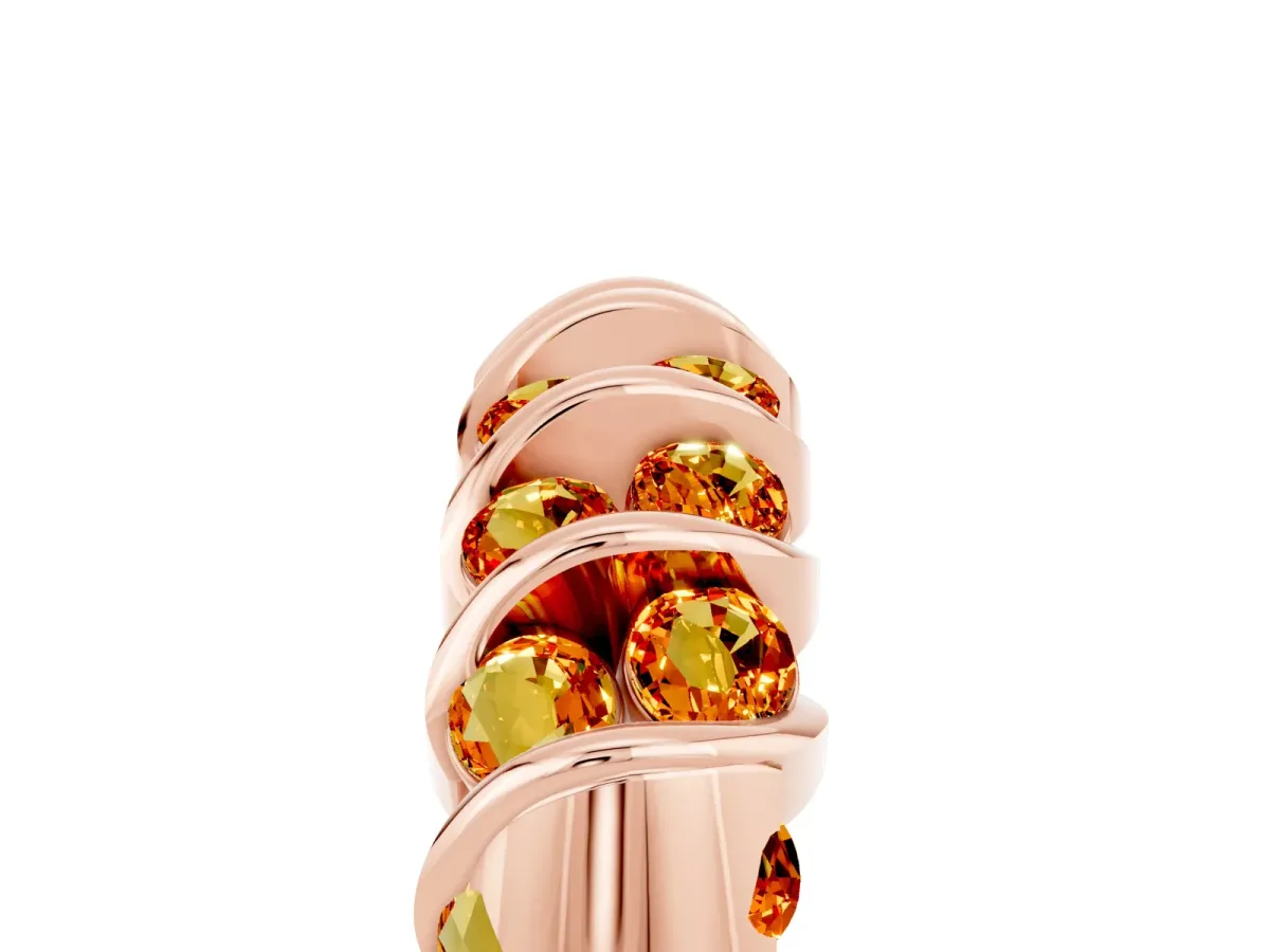 Channel Set Round Citrine Multi-Row Band Rose gold