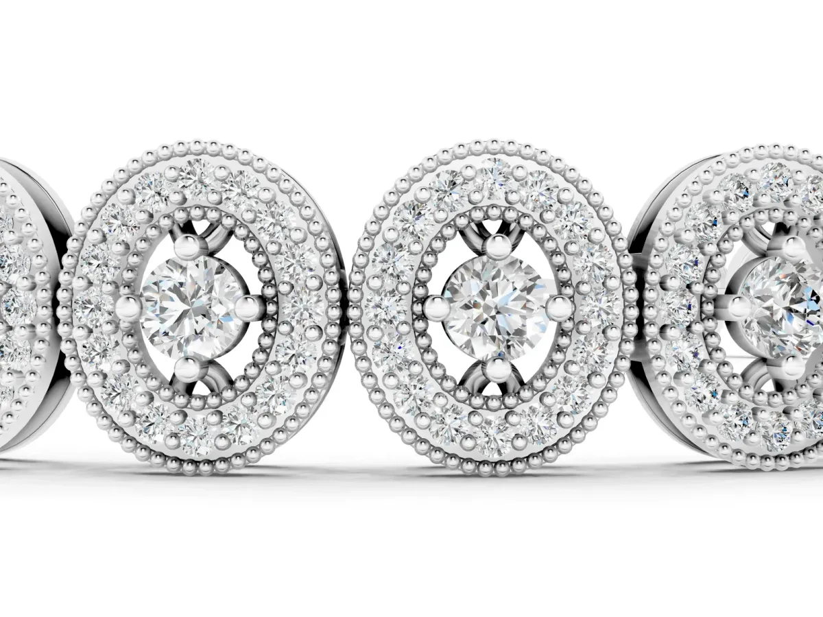 Oval Halo Diamond Tennis Bracelet with Bezel Setting Silver
