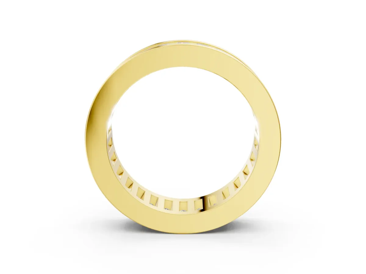 baguette Cut eternity band with channel set Yellow gold