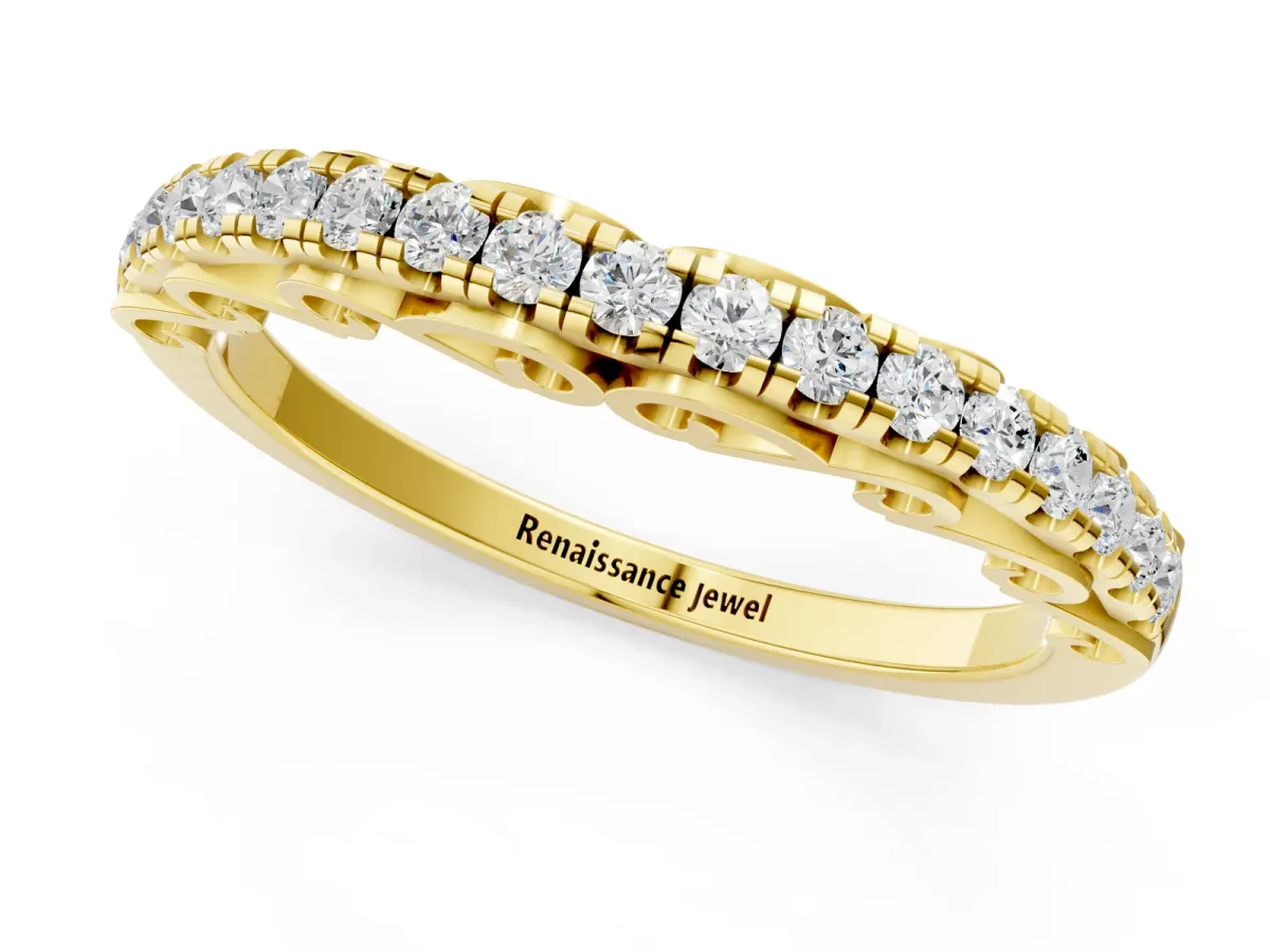 Round Cut Diamond Prong Set Eternity Band Yellow gold