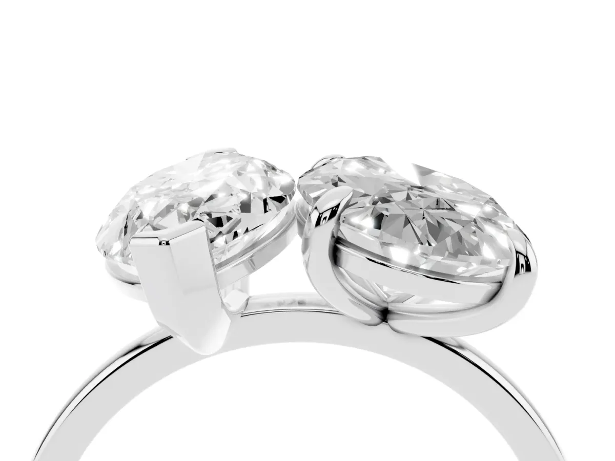 Oval and Marquise Toi Moi Ring with Prong Setting and Plain Band Silver