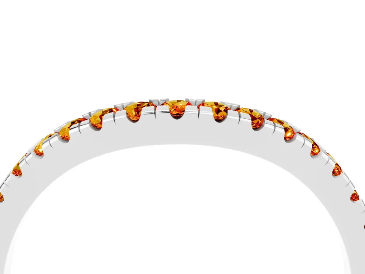 Citrine Pavé Curved Wedding Band Platinum