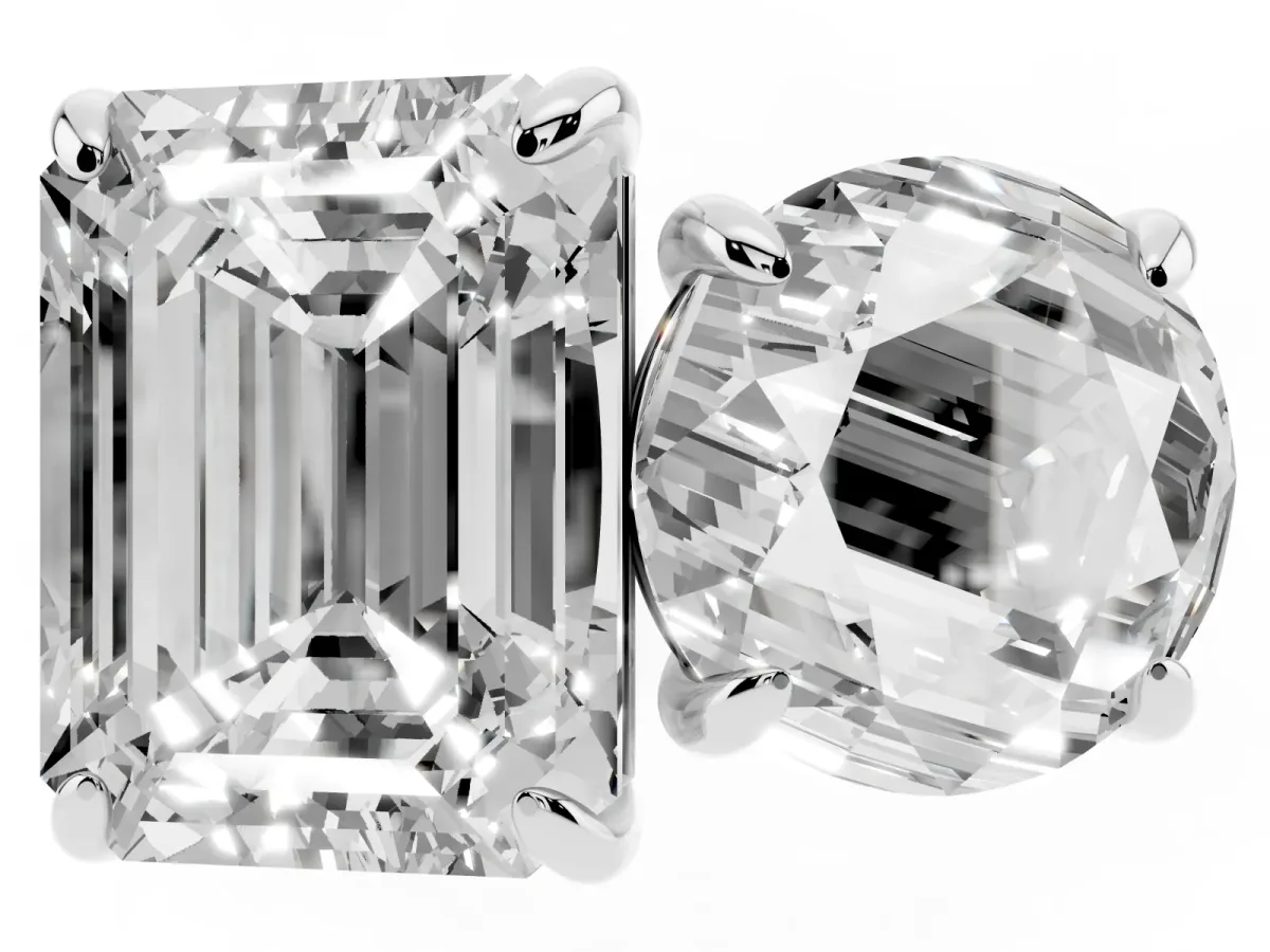 Round and Emerald Toi Moi Ring with Prong Setting and Plain Band Silver
