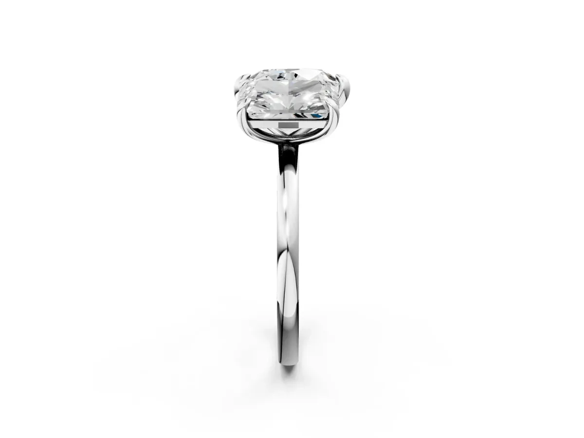 Radiant and Heart Toi Moi Ring with Prong Setting and Plain Band Silver
