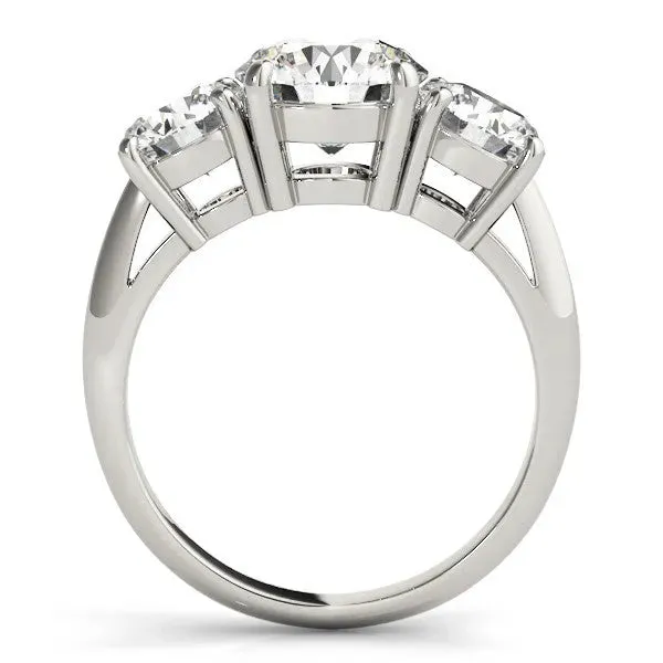 Three-Stone Asscher Cut Cut Diamond Engagement Ring with Prong Setting on a White Gold Band Silver