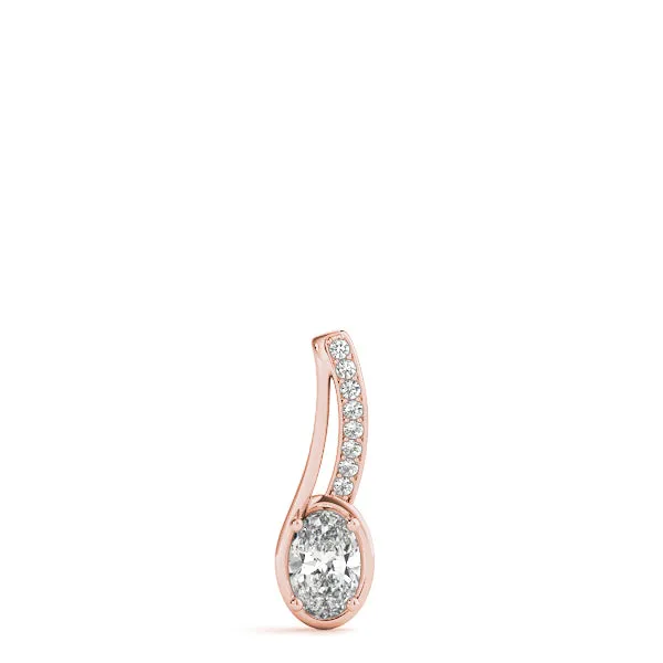 Oval Diamond Bezel-Set Pendant Rose gold