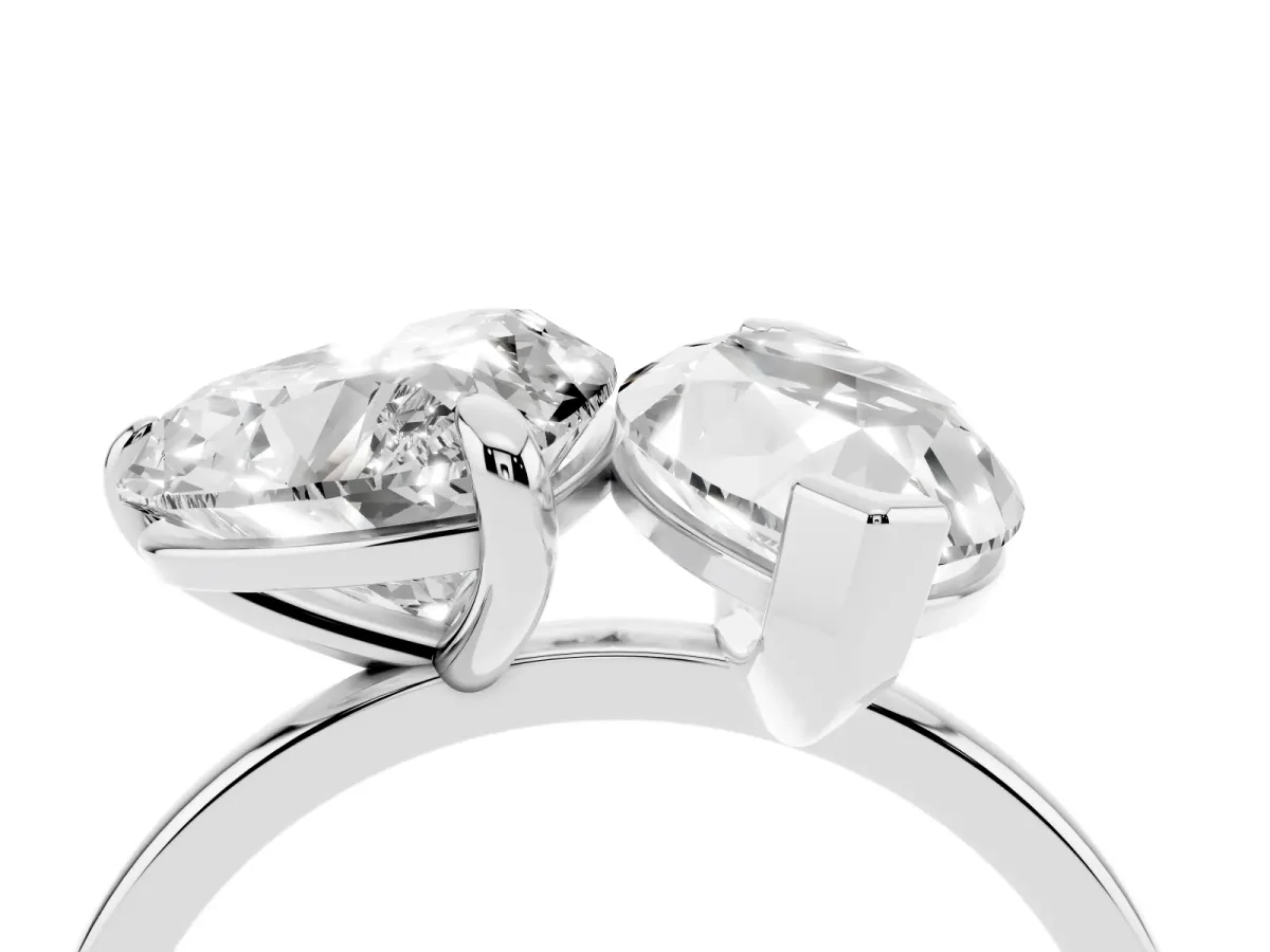 Heart and Marquise Toi Moi Ring with Prong Setting and Micro Pave Band Platinum