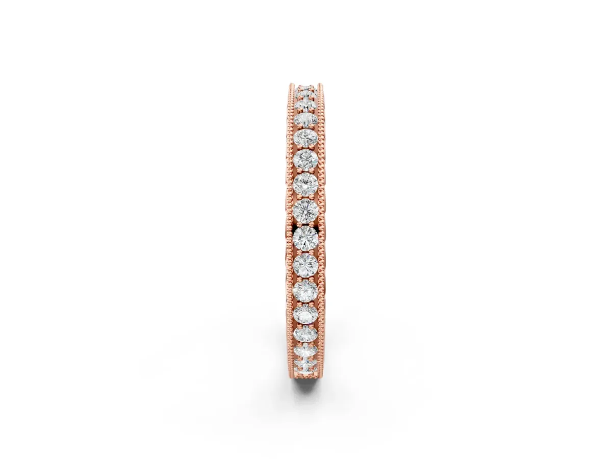Round Diamond Milgrain Channel Set Eternity Band Rose gold