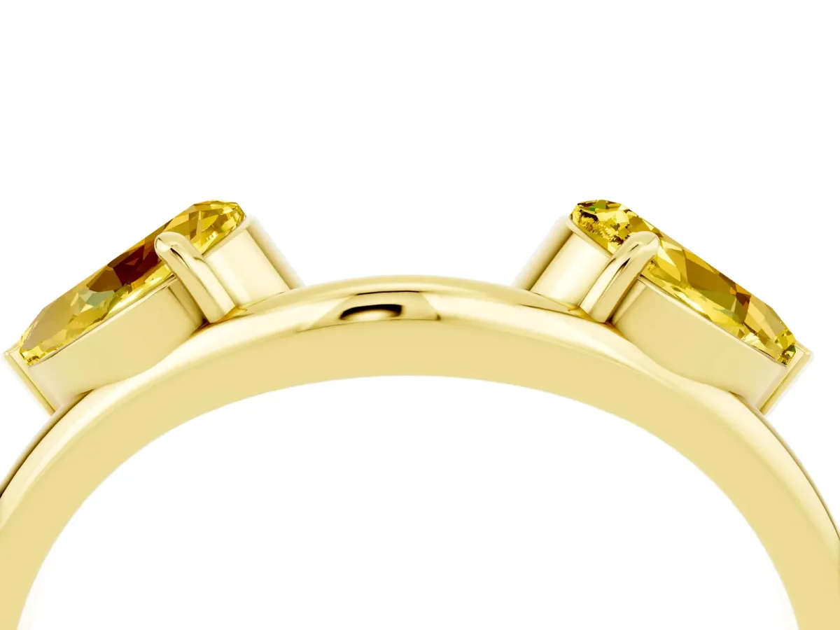 Two-Stone Pear Yellow Sapphire Bypass Ring with Prong Setting Yellow gold