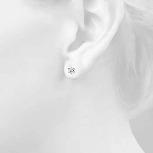 Cluster Round Diamond Stud Earrings White gold