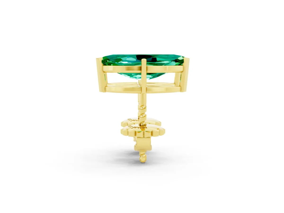 Marquise Cut Emerald Stud Earrings Yellow gold