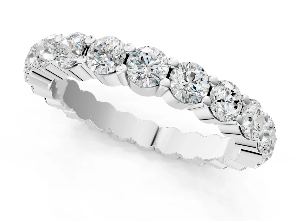 Round Diamond Eternity Band with U-Prong Setting White gold