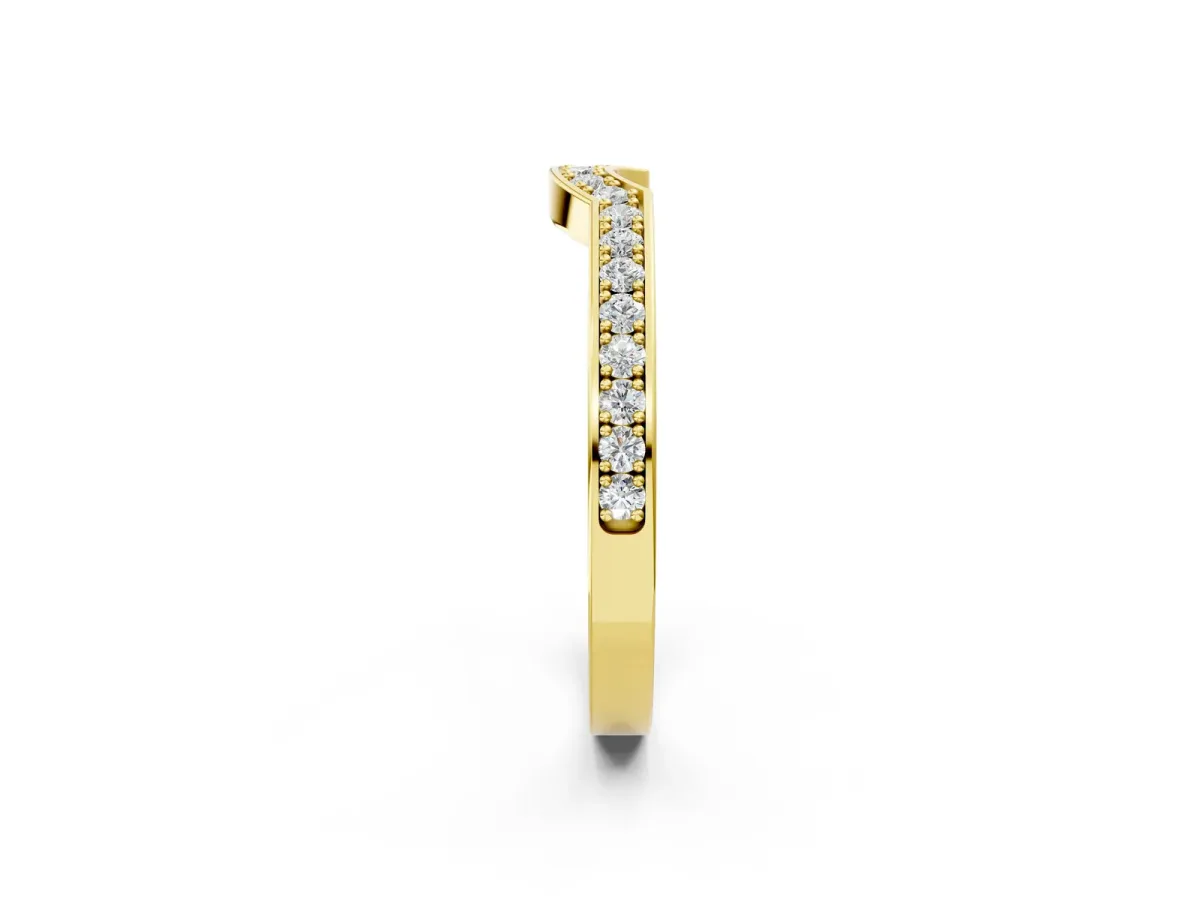 Pavé Round Diamond Contour Band with Channel Setting Yellow gold