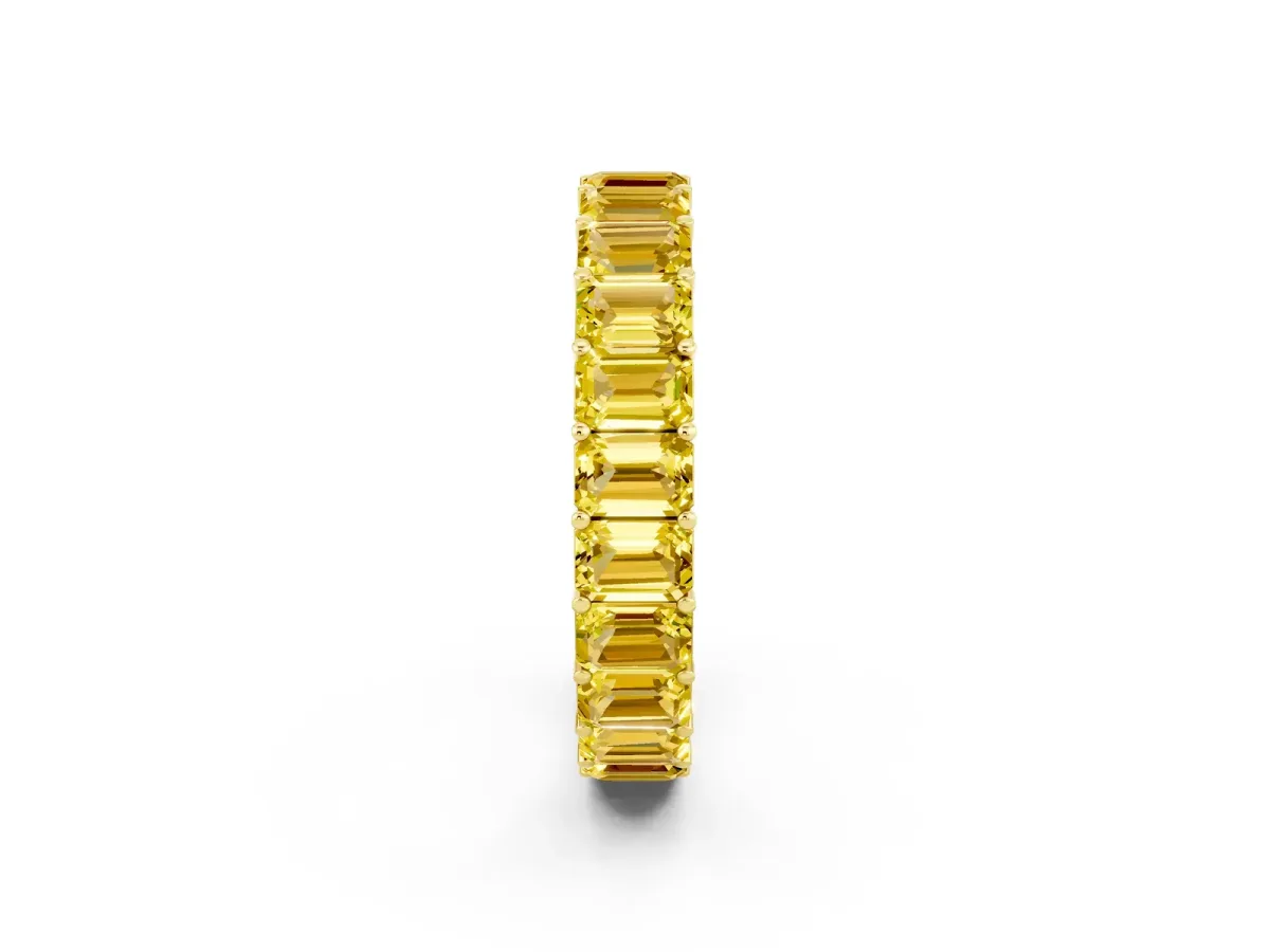 Emerald Cut Yellow Sapphire Eternity Band with Shared Prong Setting Yellow gold