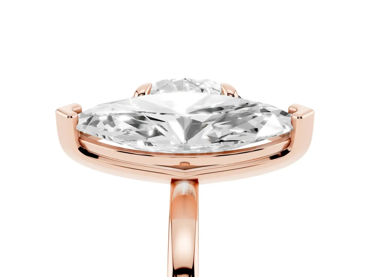 Round and Marquise Toi Moi Ring with Prong Setting and Plain Band Rose gold