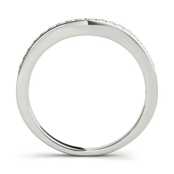 Curved Round Diamond Band with Pavé Setting Silver
