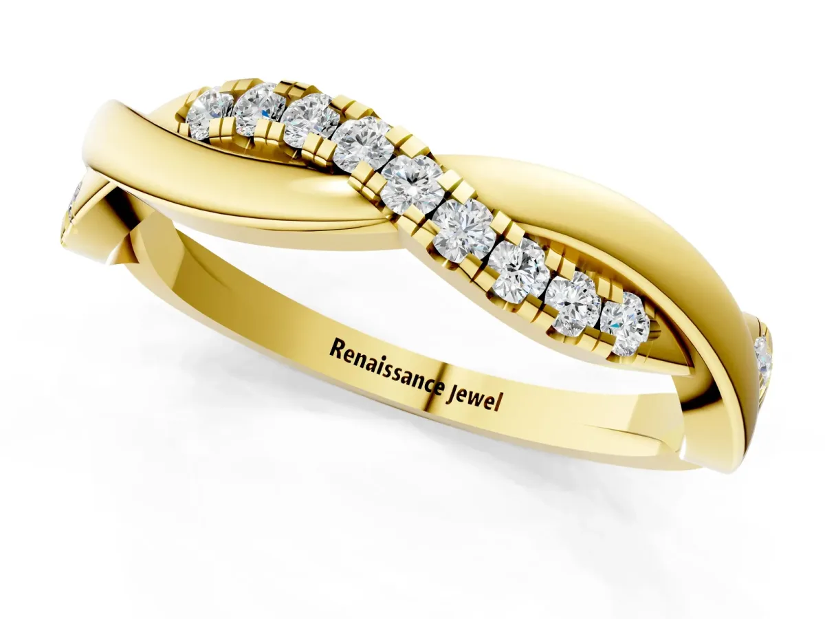 Twisted Pavé Round Diamond Infinity Band Yellow gold