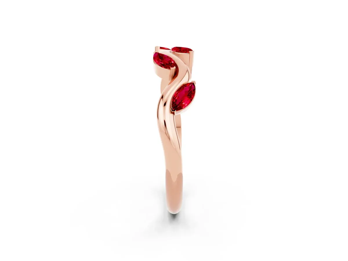 Marquise Ruby Twisted Band with Prong Setting Rose gold