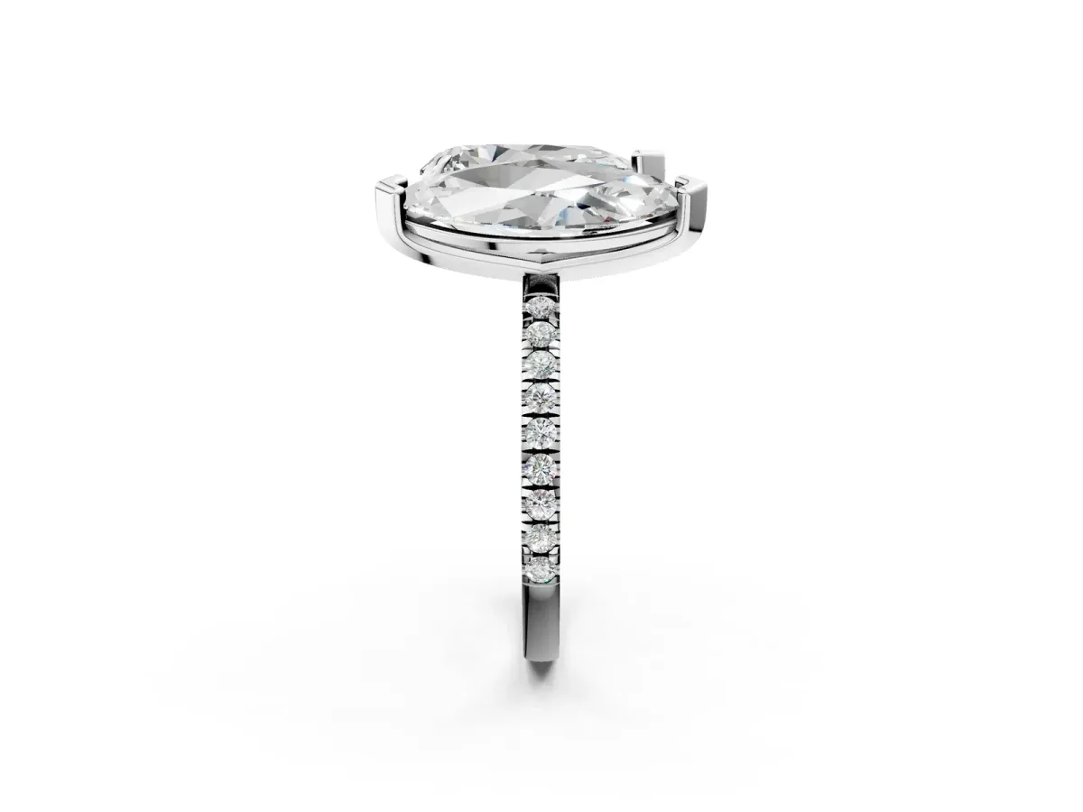Pear and Princess Toi Moi Ring with Prong Setting and Micro Pave Band Silver