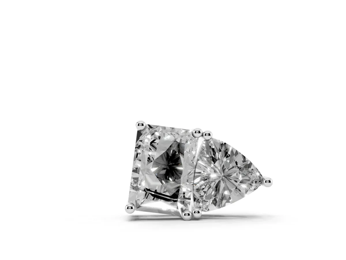 Radiant and Trillion Diamond Two-Stone Pendant with Prong Setting White gold