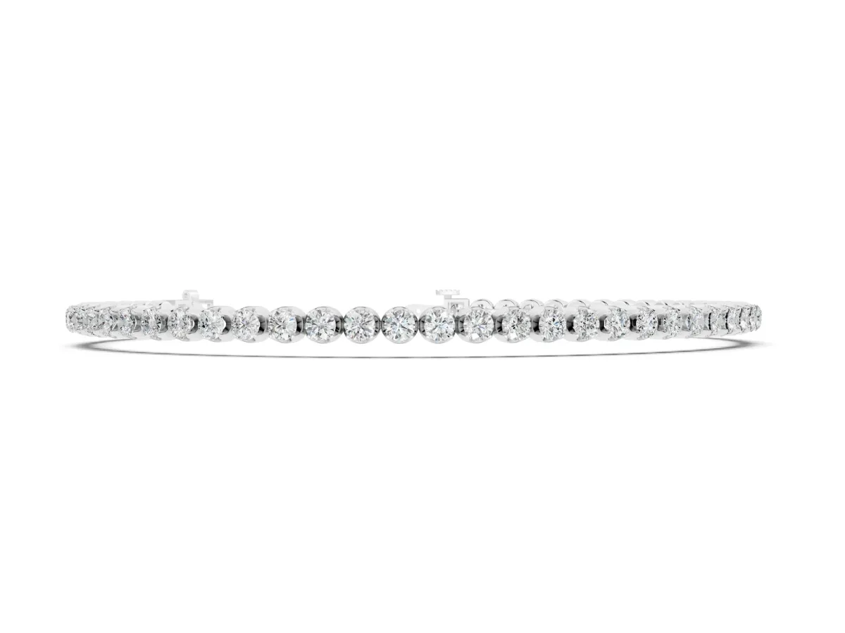 Round Diamond Bezel-Set Tennis Bracelet White gold