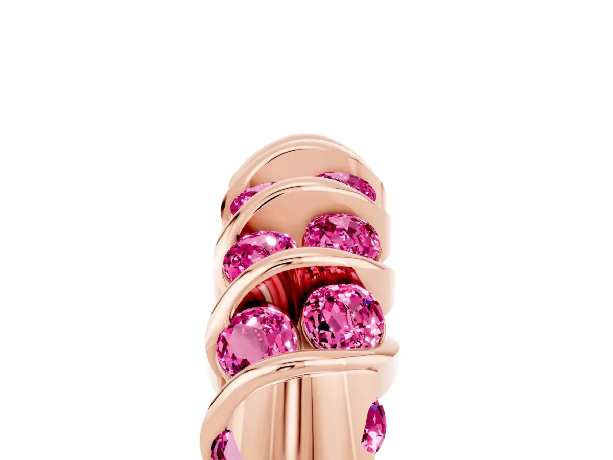 Channel Set Round Pink Sapphire Multi-Row Band Rose gold