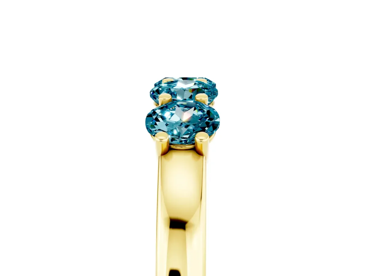Four-Stone Round Blue Topaz Prong-Set Band Yellow gold