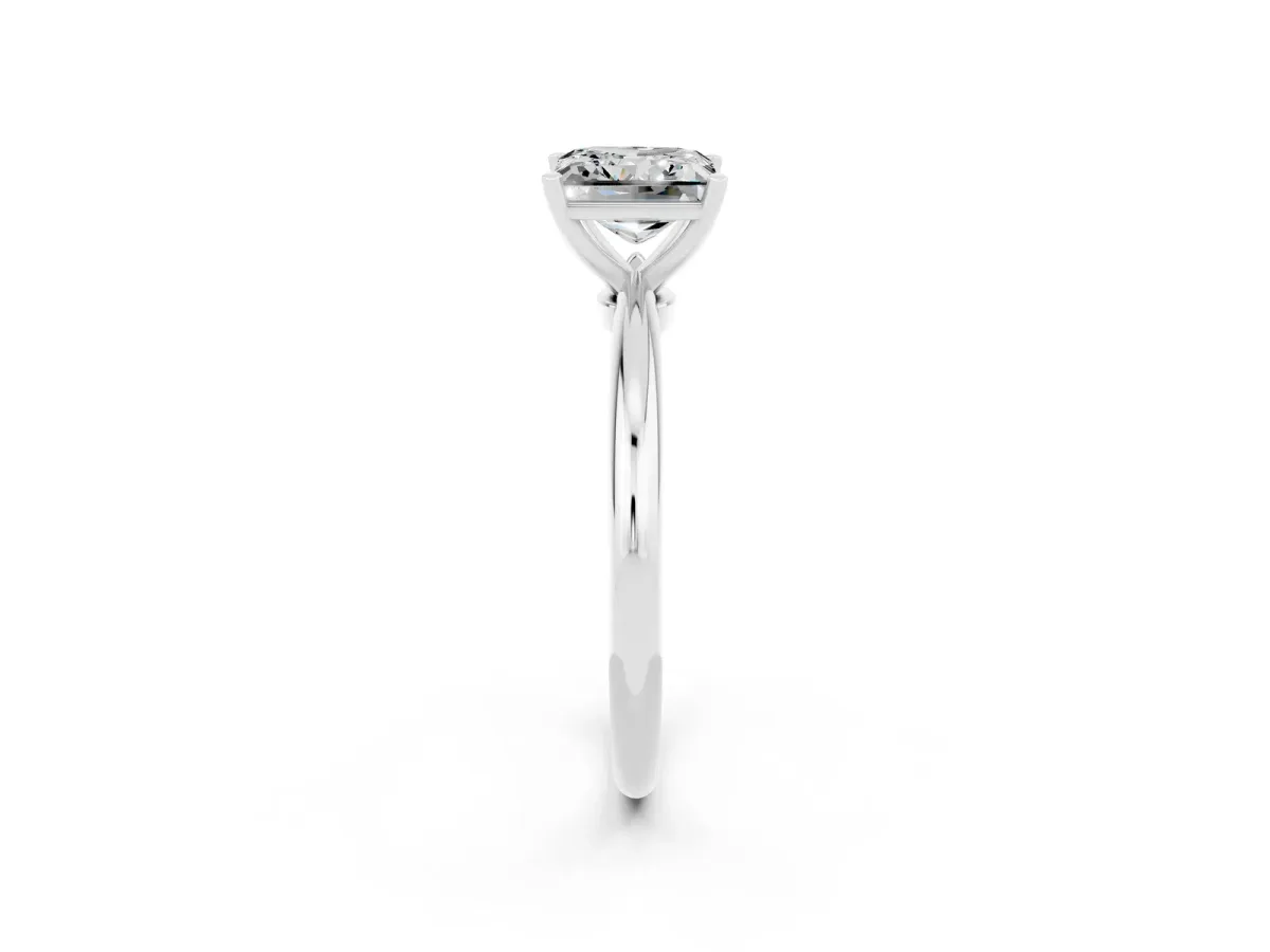Princess Cut Moissanite Solitaire Ring with Six-Prong Setting and Classic Band Silver