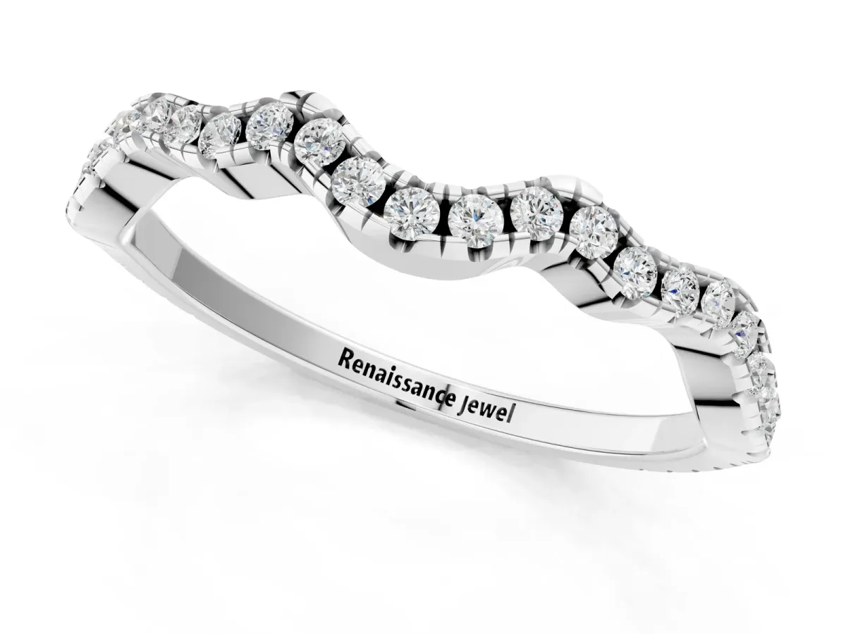Pavé Round Diamond Curved Eternity Band White gold