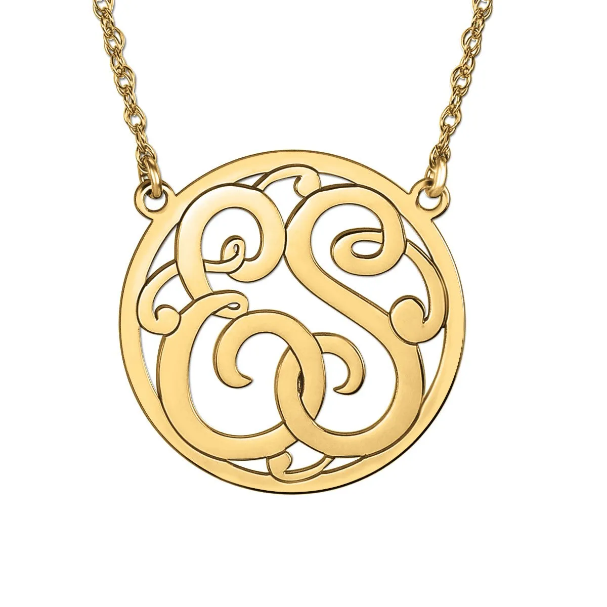 Gold and Silver Monogram Pendant Yellow gold