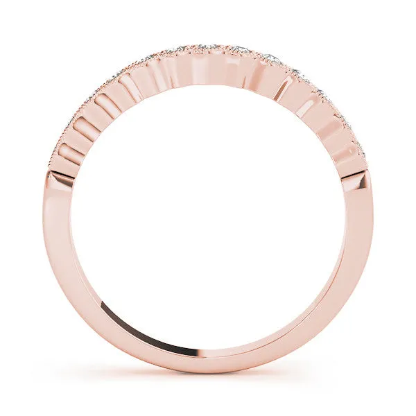 Milgrain Round Diamond Scalloped Eternity Band Rose gold