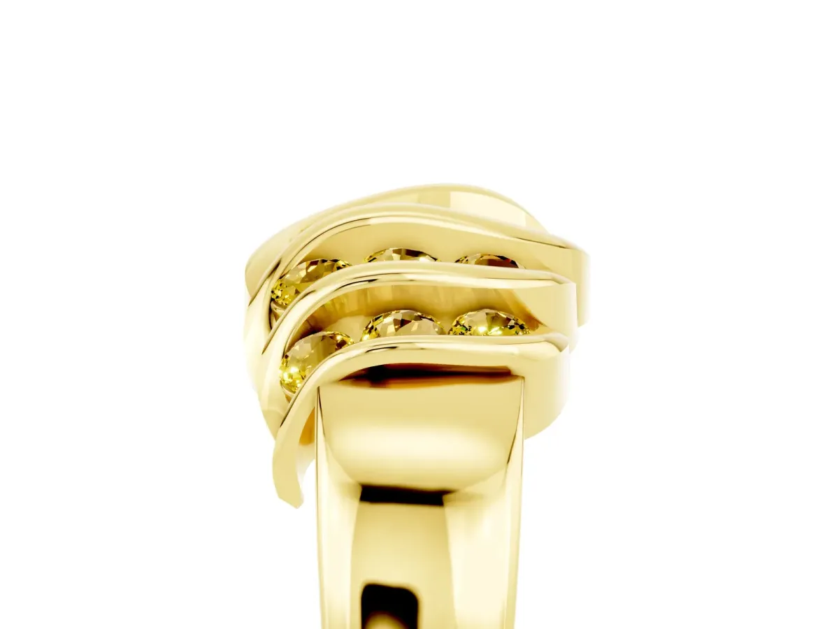 Round Yellow Sapphire Multi-Row Crossover Band Yellow gold