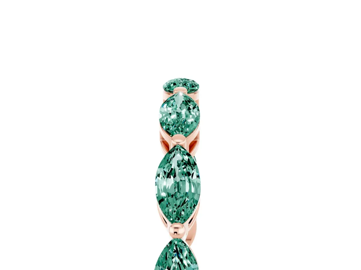 Marquise Green Sapphire Eternity Band with U-Prong Setting Rose gold