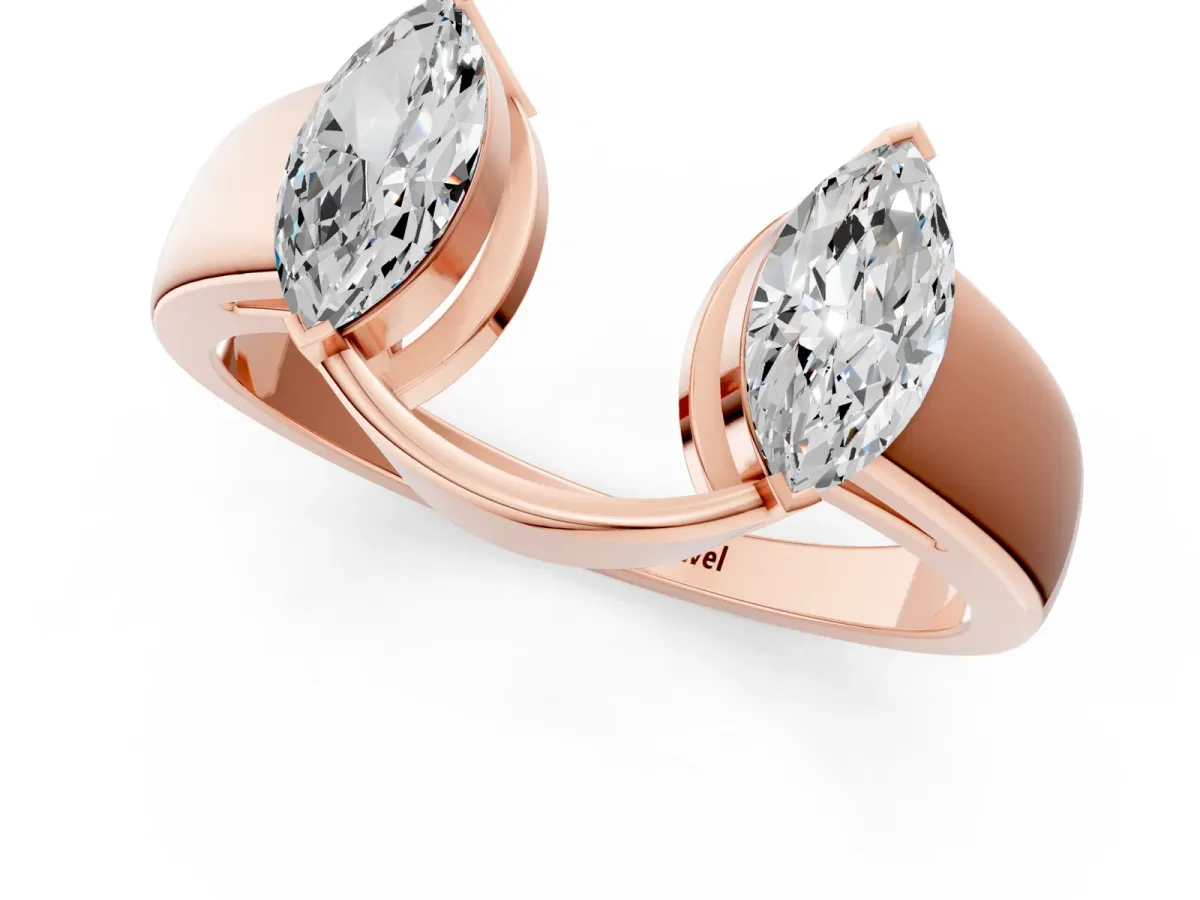 Marquise Diamond Open Band Ring with Tension Setting Rose gold