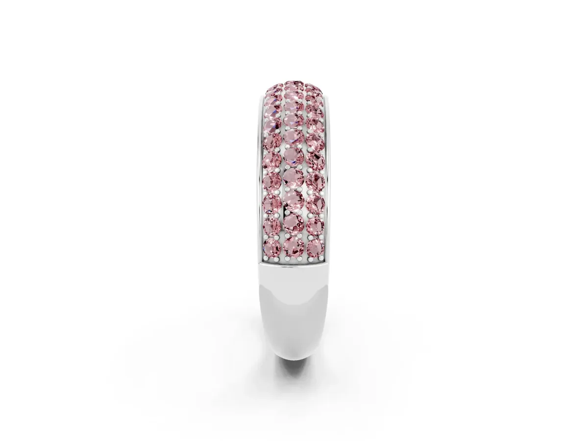 Three-Row Round Morganite Eternity Band with Shared Prong Setting Silver