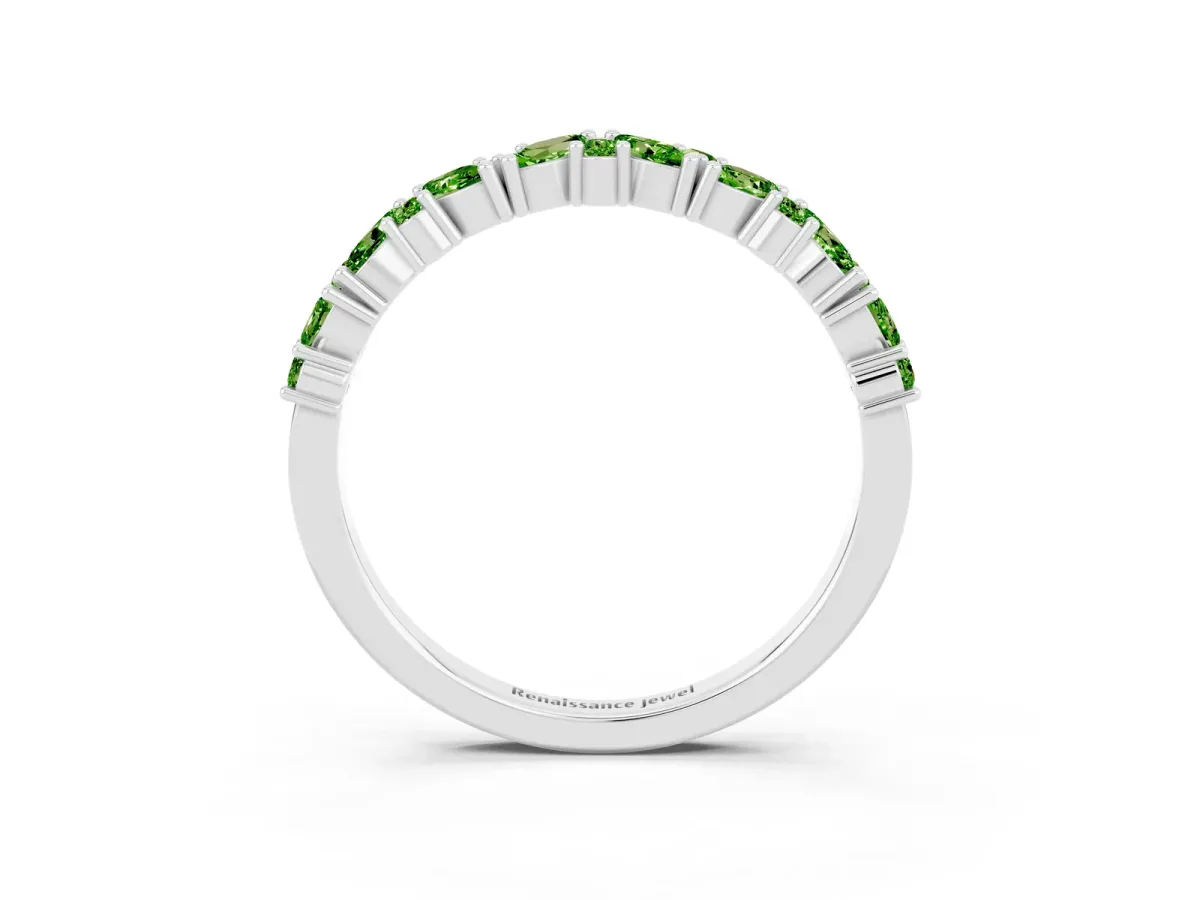 Marquise and Round Peridot Vine Eternity Band with Prong Setting Silver