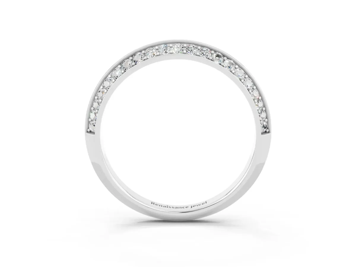 Double Row Pavé Round Moissanite Eternity Band with Channel Setting Platinum